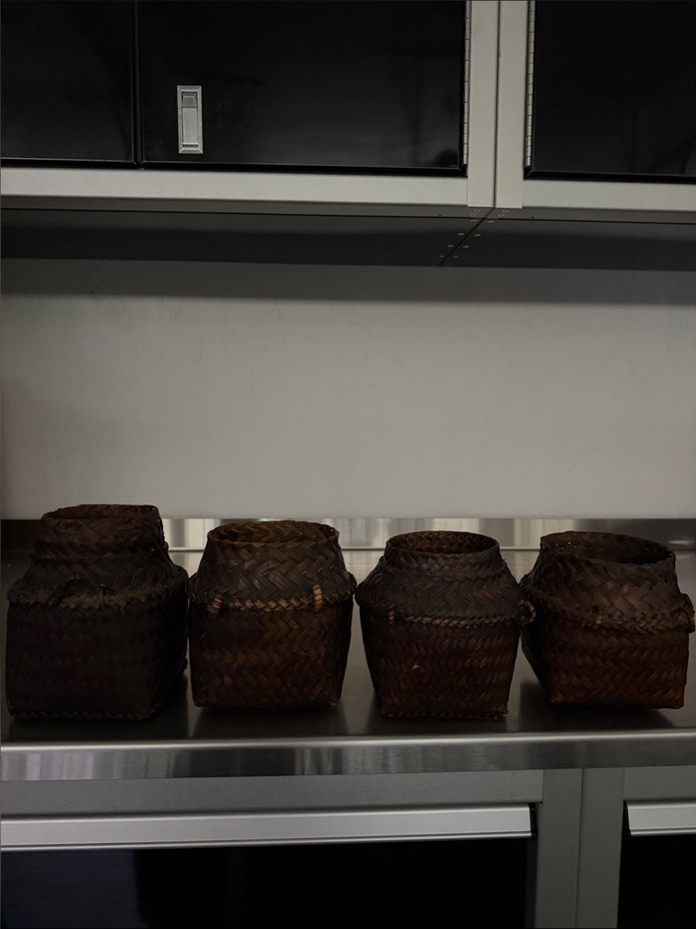 Handwoven Dark Brown Decorative Woven Baskets - Set of 4
